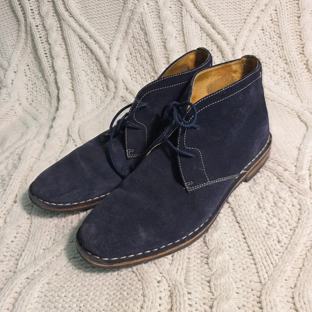 H. S. Trask Brady Chukka Boots Navy Blue Water Resistant Suede Vibram Mens 10M